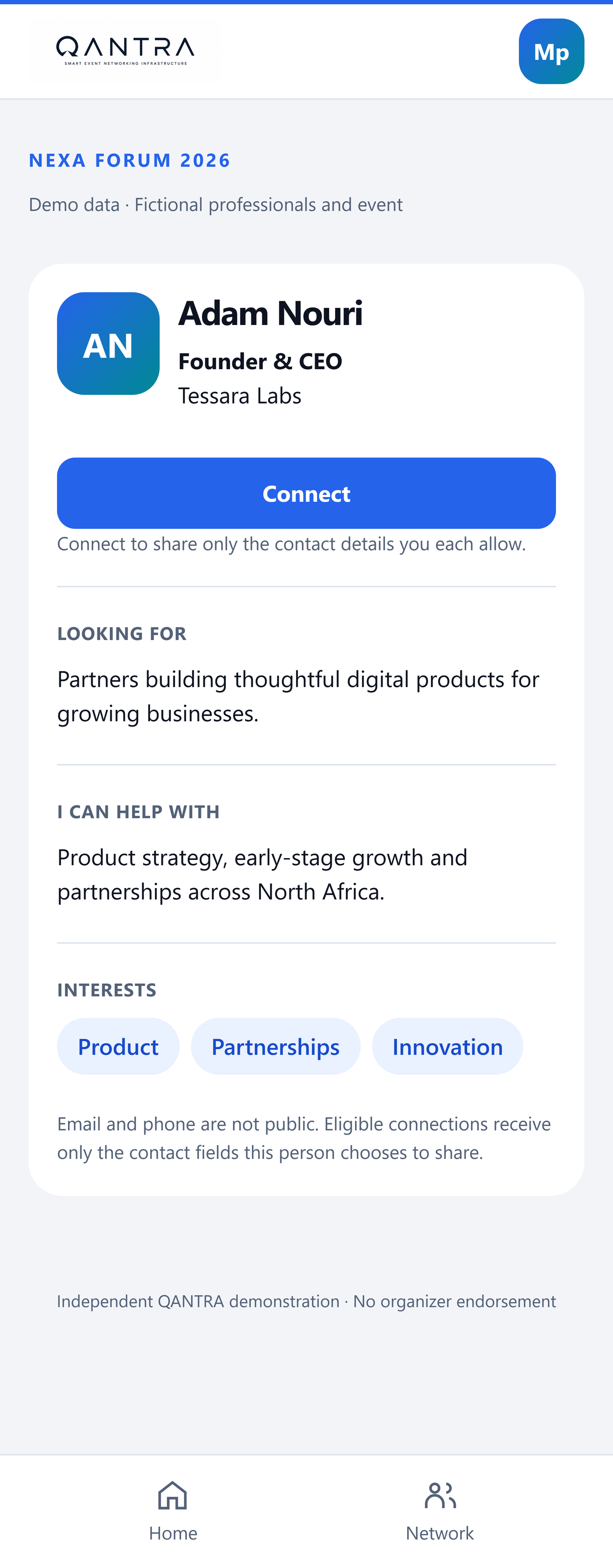 Attendee Profile Screenshot